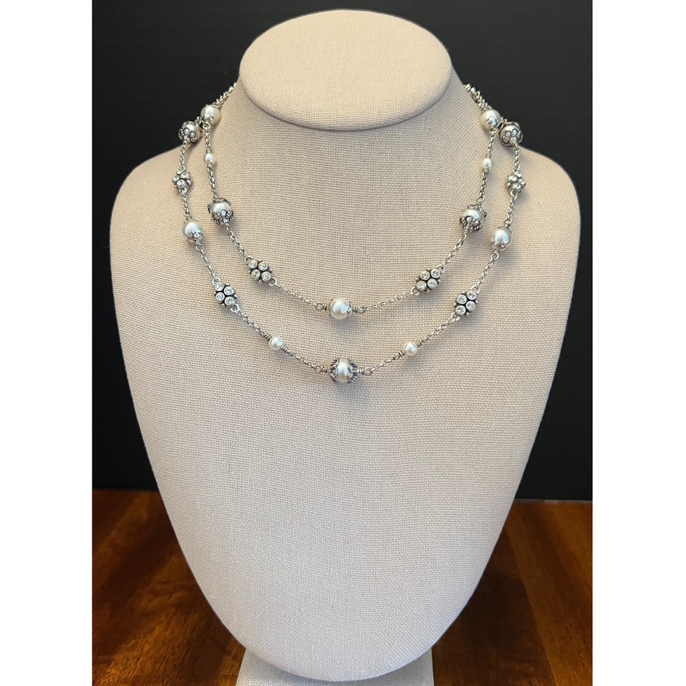 Brighton Double Strand Pearls & Crystals Necklace